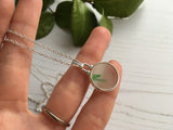 Japanese Sea Glass Ohajiki, Flat Marble Necklace, white green