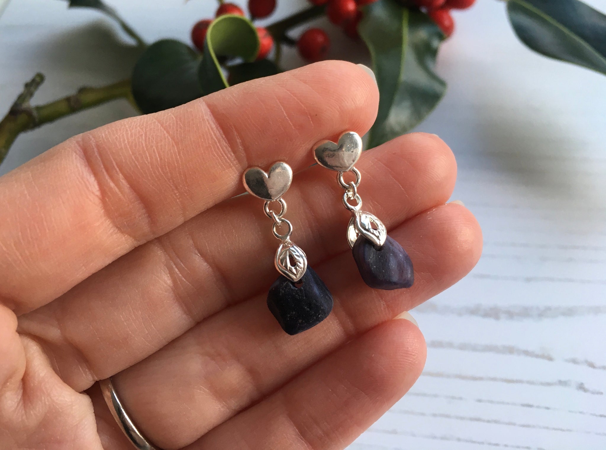 Purple sea online glass earrings