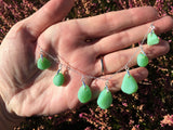 Milk Sea Glass Necklace - Jadeite Emerald Green, sterling silver 18"