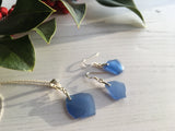 Scottish Light Blue Sea Glass Jewellery Set - Sterling Silver