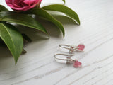 Scottish Pink Sea Glass Bow Design Earrings - Sterling Silver