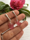 Scottish Pink Sea Glass Clip on Earrings - Sterling Silver