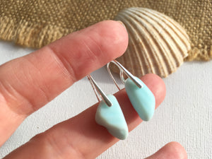 Waterdops - Blue Milk Sea Glass Earrings, Sterling Silver