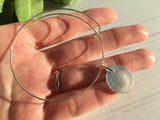 Japanese Sea Glass Ohajiki Bracelet, Flat Marble Adjustable Bangle Sterling
