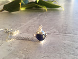 Sea glass bead necklace - Little dark blue teapot
