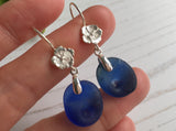 Royal Blue Japanese Sea Glass Ohajiki Earrings