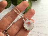 Japanese Sea Glass Ohajiki, Flat Marble Necklace, Red Opalescent