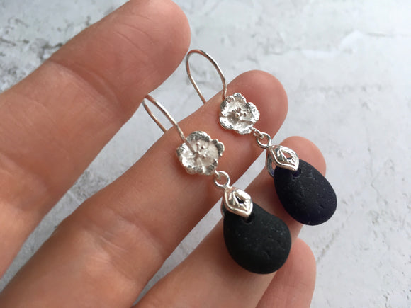 Seaham Secret Deep Purple Flower Earrings