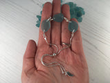 Triple Japanese Sea Glass Bracelet, Adjustable 8” Sterling Silver