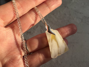 Scottish Spatter Sea Glass Necklace, Multi Colour Yellow White