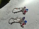 Seaham Sea Glass Pink Purple Multi Chandelier Earrings