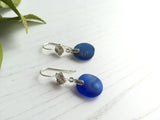 Royal Blue Japanese Sea Glass Ohajiki Earrings