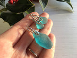 Japanese Teal Sea Glass Jewellery Set - Sterling Silver