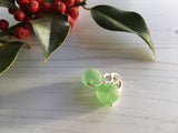 Genuine Beach Glass Marble Earrings, Sterling Silver Lever Back