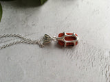 Sea Glass Cabochon Intaglio Seal Red Lady Necklace
