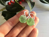 Genuine Beach Glass Marble Earrings, Sterling Silver Lever Back