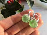 Genuine Beach Glass Marble Earrings, Sterling Silver Lever Back
