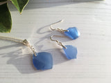 Scottish Light Blue Sea Glass Jewellery Set - Sterling Silver