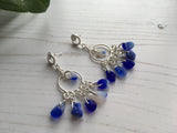 Davenport Sea Glass - XXL Dangling Blue White Earrings