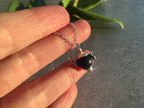 Sea glass bead necklace - Little dark blue teapot