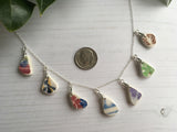 Sea Pottery Colourful Pattern Necklace - 18" sterling silver