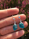 Turquoise Seaham Sea Glass Earrings - Sterling Silver