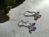 Seaham Sea Glass Pink Purple Multi Chandelier Earrings