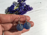Japanese Sky Blue Sea Glass Marble Earrings, Leverback Sterling Silver