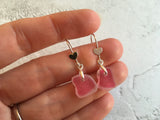 Scottish Pink Sea Glass Heart Design Earrings - Sterling Silver