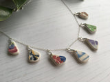 Sea Pottery Colourful Pattern Necklace - 18" sterling silver