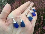 Spanish Blue Sea Glass Necklace Art Deco Style 18”