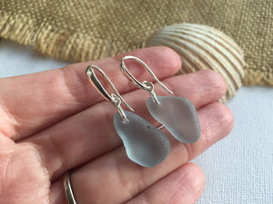Ocean Waves - Grey Seaham Sea Glass Earrings