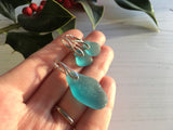 Japanese Teal Sea Glass Jewellery Set - Sterling Silver