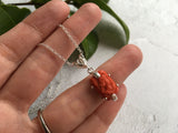 Sea Glass Cabochon Intaglio Seal Red Lady Necklace