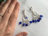 Davenport Sea Glass - XXL Dangling Blue White Earrings