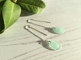 Japanese Sea Glass Ohajiki, Flat Marble Threader Earrings