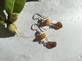 Japanese Amber Sea Glass & Antique Amber Earrings, sterling silver