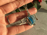 Turquoise Sparkly Fish Locket with Turquoise Sea Glass Marbke