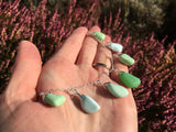 Milk Sea Glass Necklace - blue green sterling silver 18"