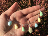 Milk Sea Glass Necklace - yellow, blue and green, sterling silver 18"