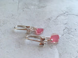 Scottish Pink Sea Glass Bow Design Earrings - Sterling Silver