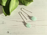 Japanese Sea Glass Ohajiki, Flat Marble Threader Earrings