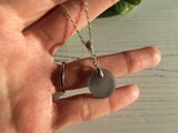 Japanese Sea Glass Ohajiki, Flat Marble Necklace, Grey
