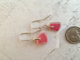 Scottish Pink Sea Glass Heart Design Earrings - Sterling Silver