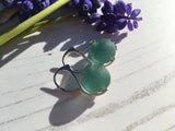 Japanese Dark Aqua Sea Glass Marble Earrings, Leverback Sterling Silver