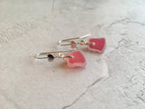Scottish Pink Sea Glass Heart Design Earrings - Sterling Silver