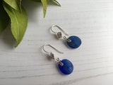 Royal Blue Japanese Sea Glass Ohajiki Earrings