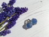 Japanese Sky Blue Sea Glass Marble Earrings, Leverback Sterling Silver