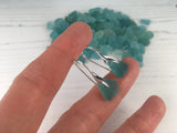 Japanese Sea Glass Earrings, Aqua Colour, Mermaid Tail sterling silver
