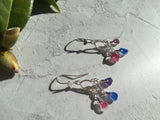 Seaham Sea Glass Pink Purple Multi Chandelier Earrings